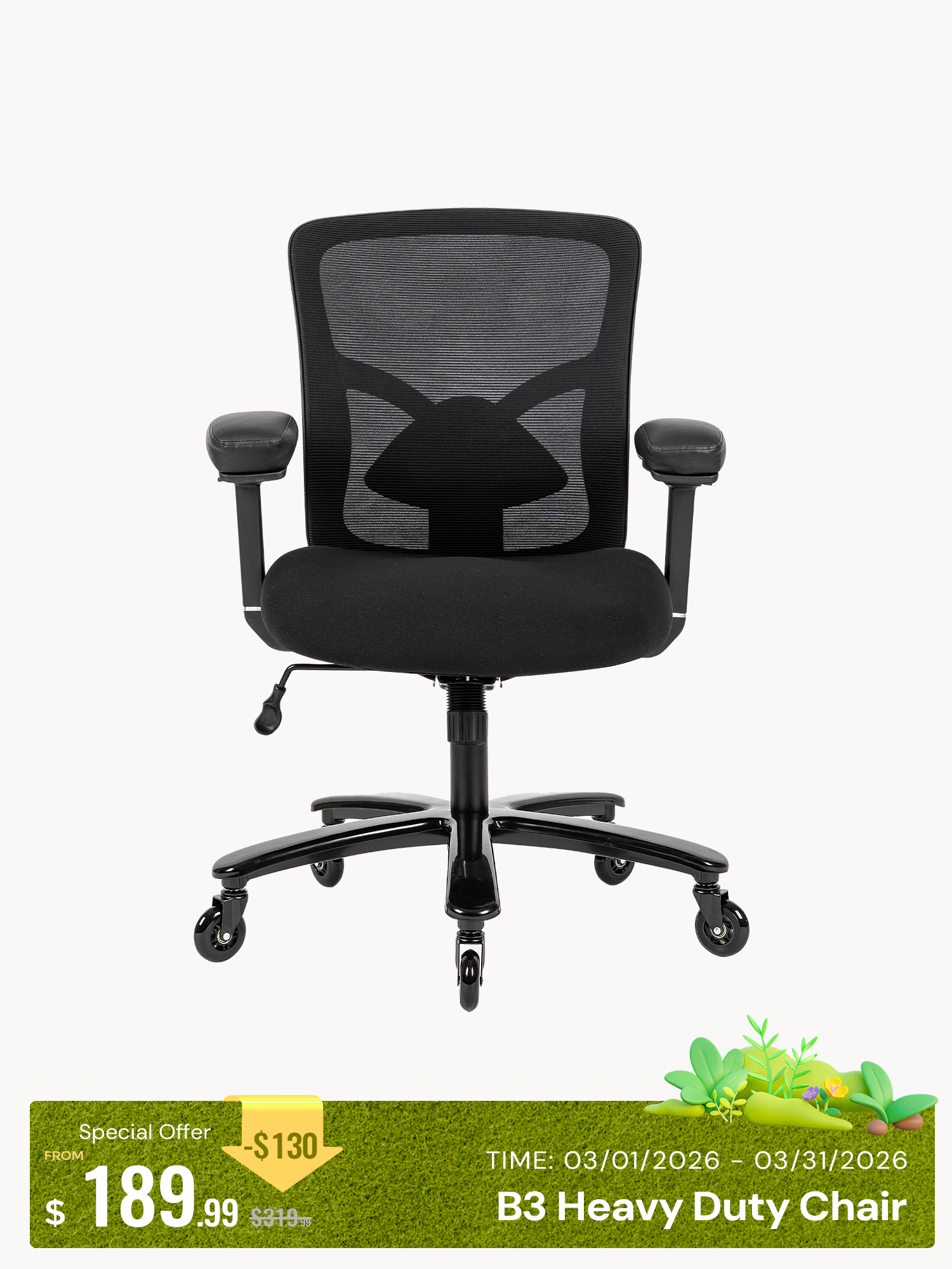 B3 Heavy Duty Chair with Adjustable Armrests