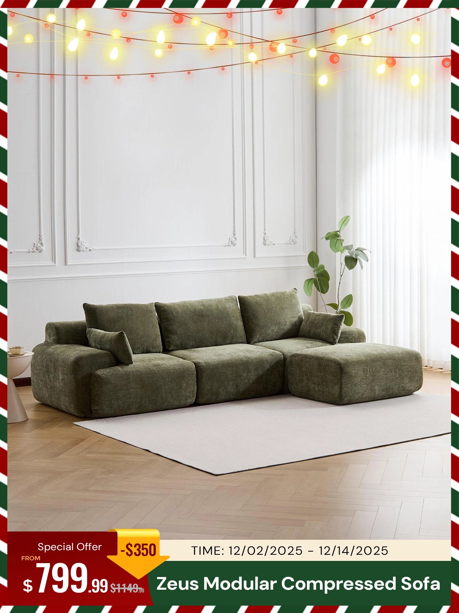 Zeus Modular Sectional Compressed Sofa