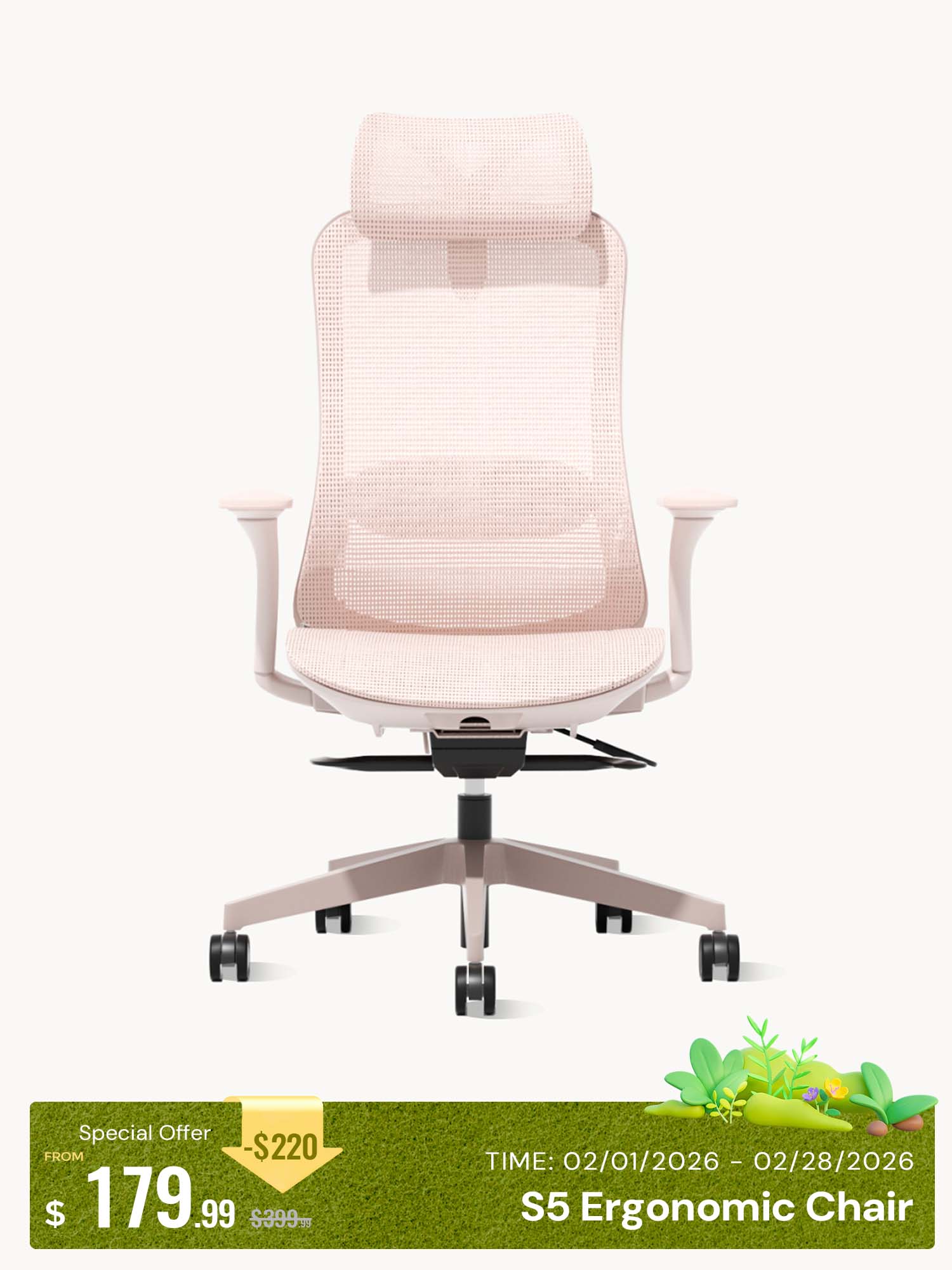 S5 Office Chair with Smooth Arch Design Style
