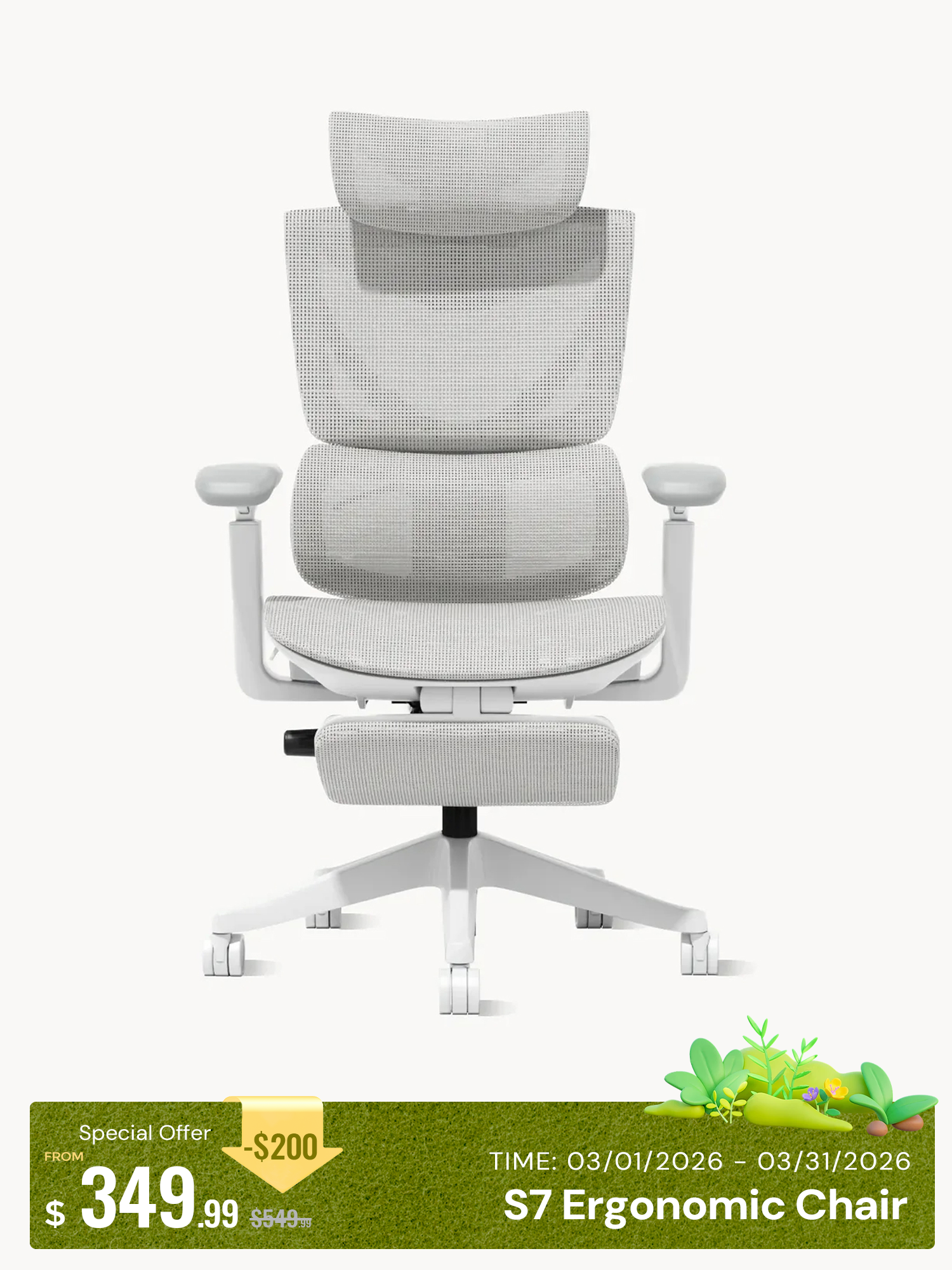 S7 Ergonomic Office Chair with Three-Button Adjustment