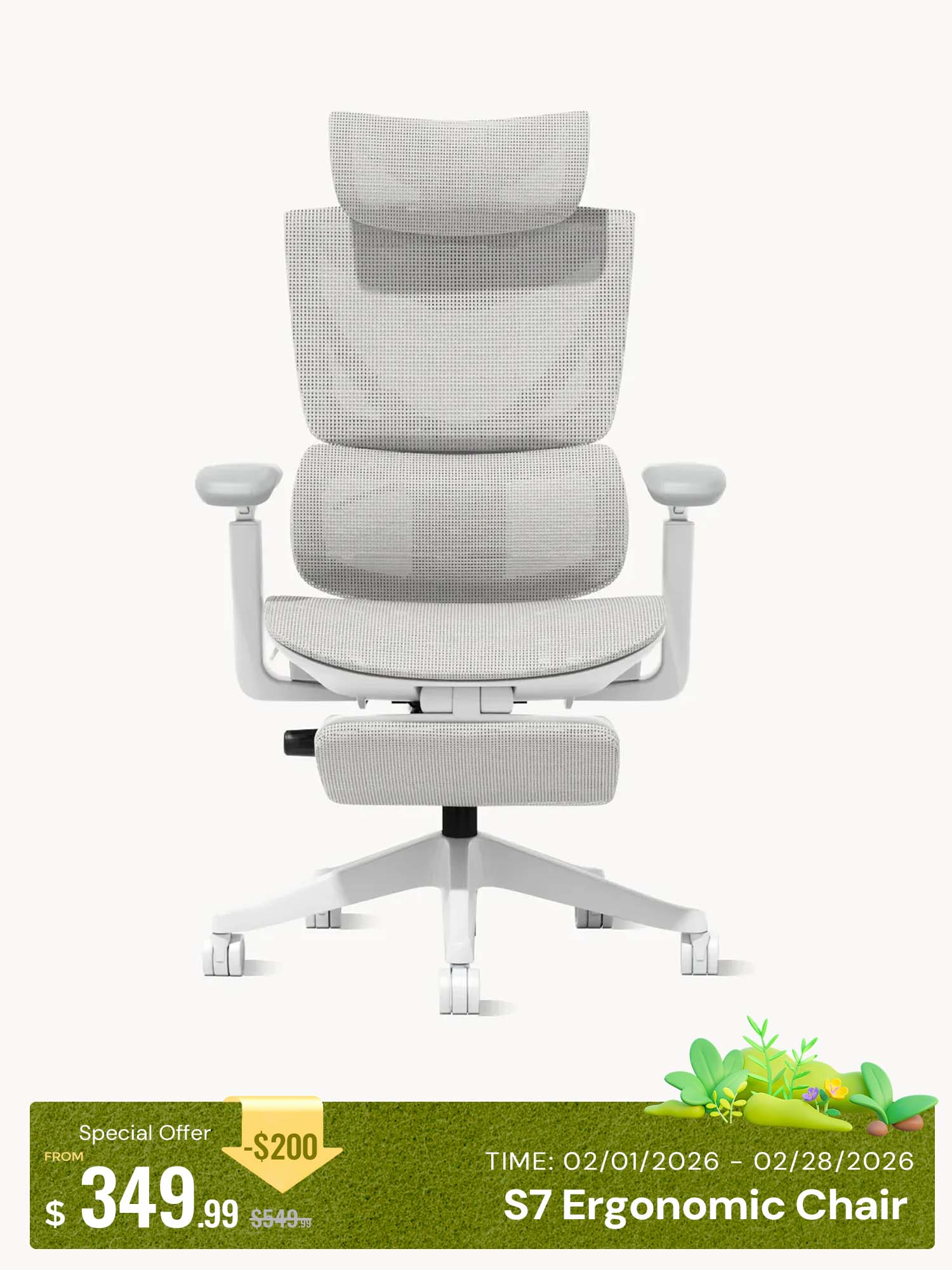 S7 Ergonomic Office Chair with Three-Button Adjustment