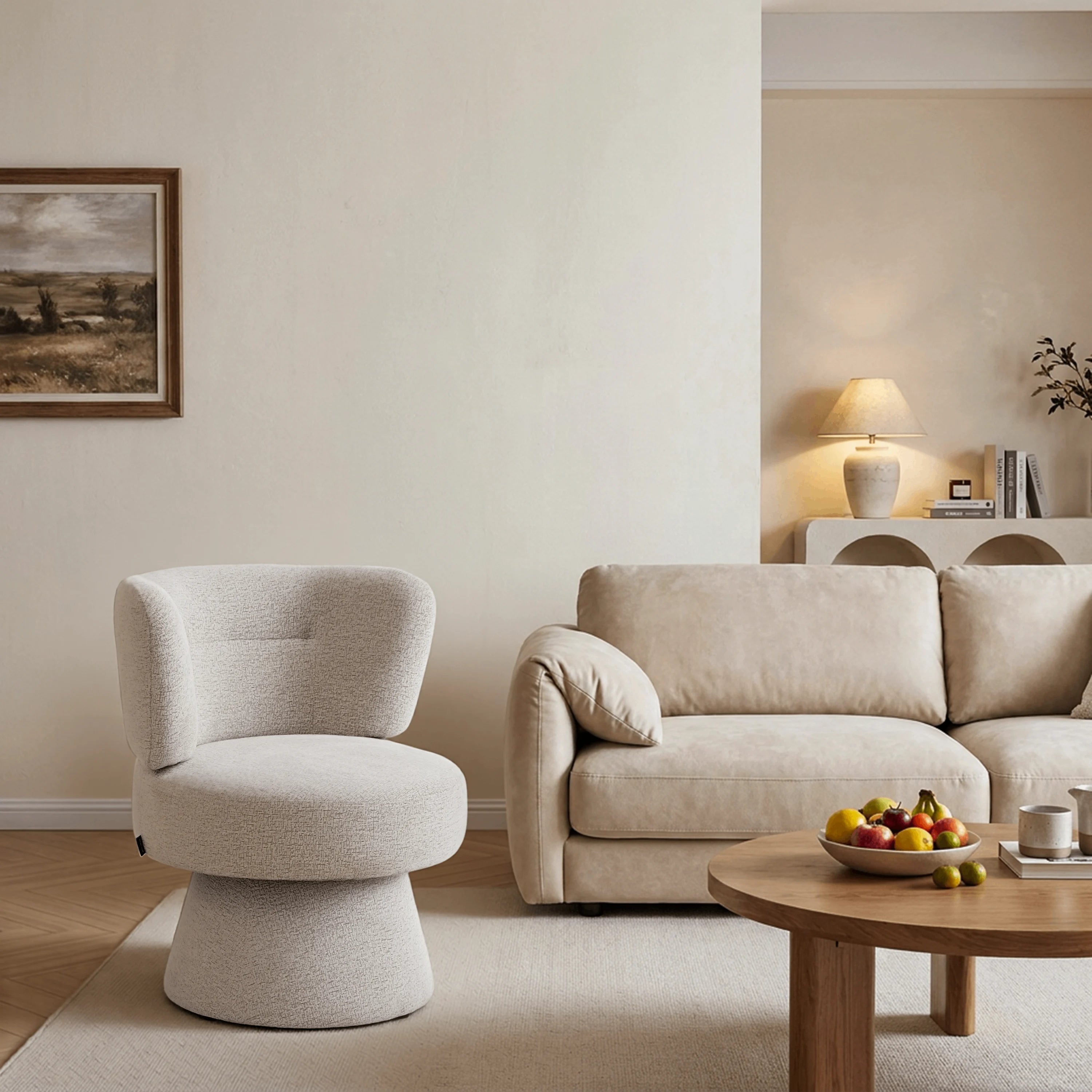 Cove Swivel Accent Chair with 360° Free Rotatable Base