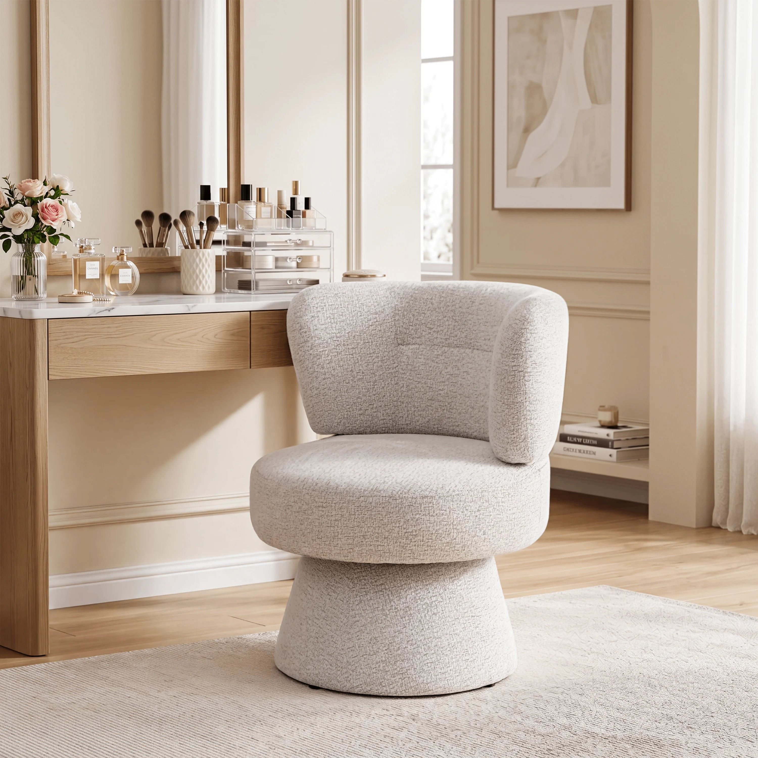 Cove Swivel Accent Chair with 360° Free Rotatable Base