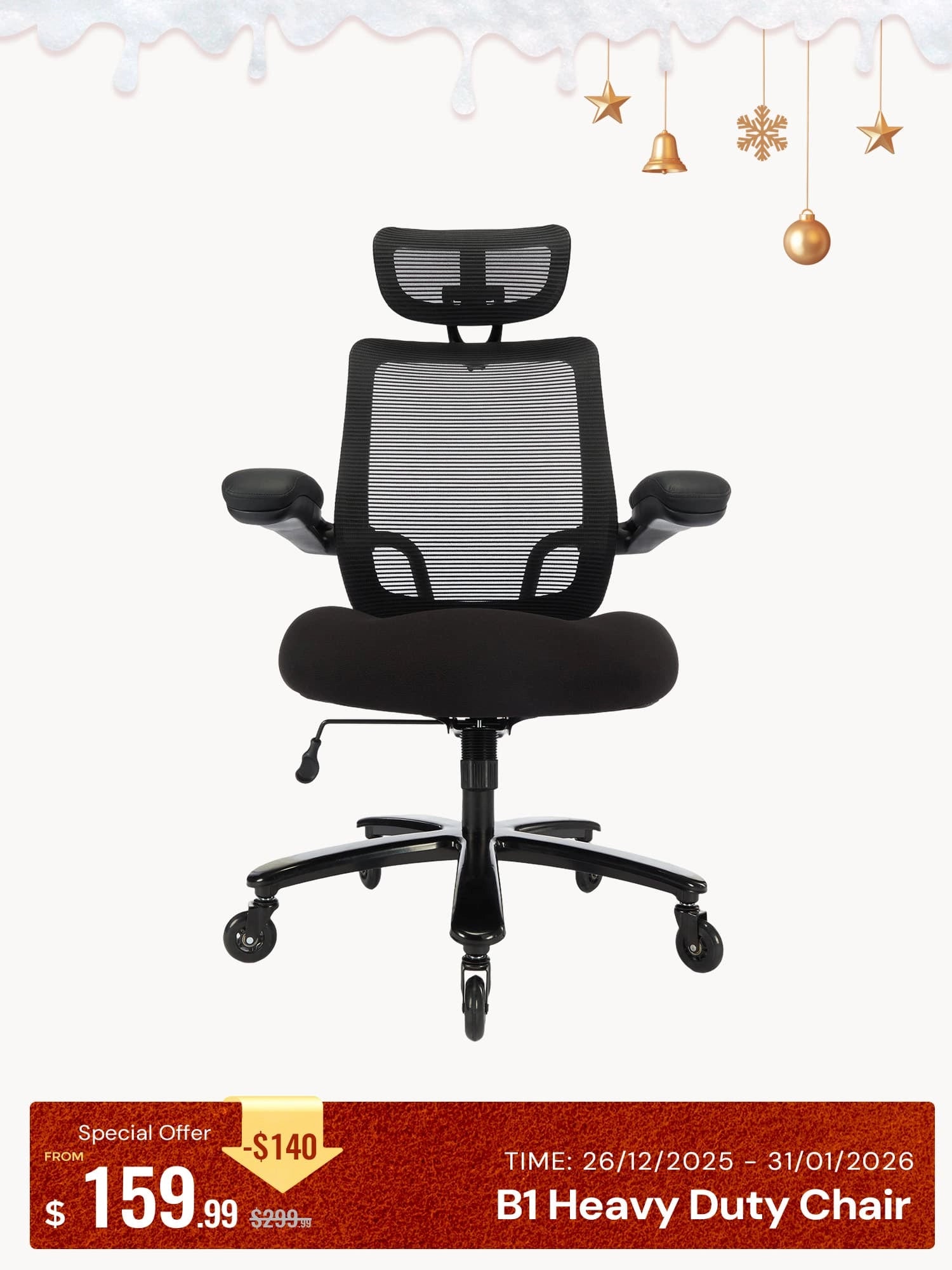 B1 Heavy Duty Chair 500lbs with Flip Armrests