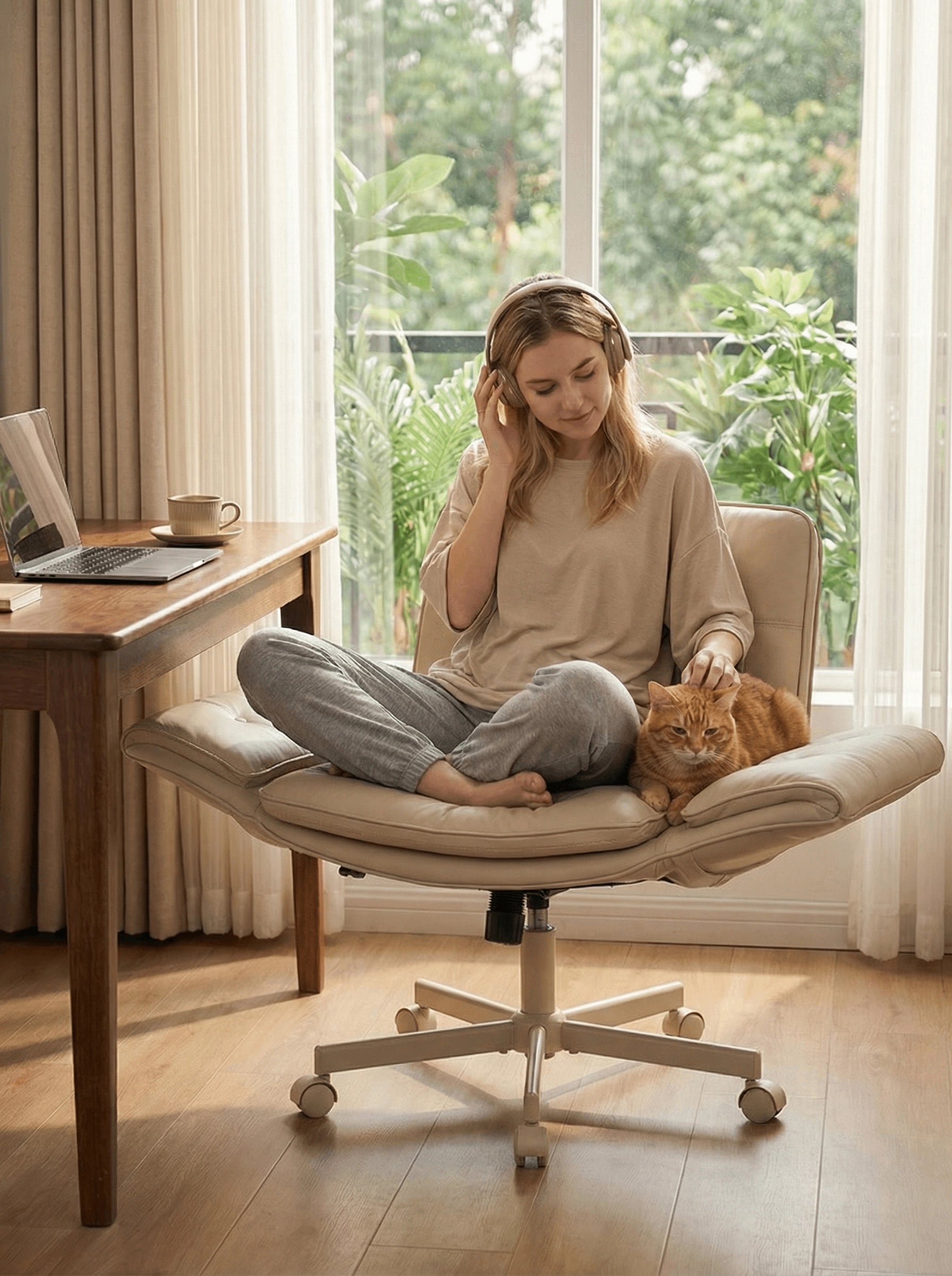 P6 Criss Cross Chair with Pet-Friendly Upholstery and Adjustable Armrests