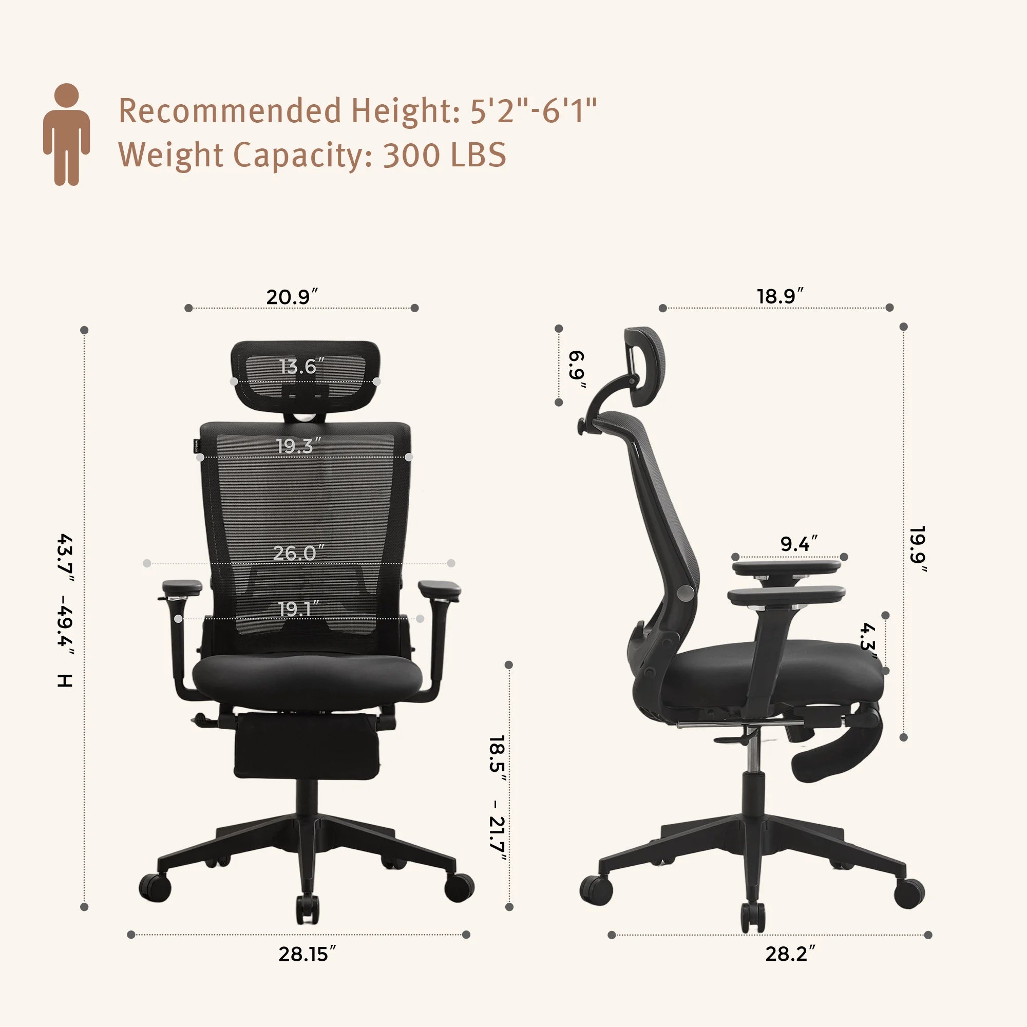 S4 Ergonomic Desk Chair with Foldable Backrest