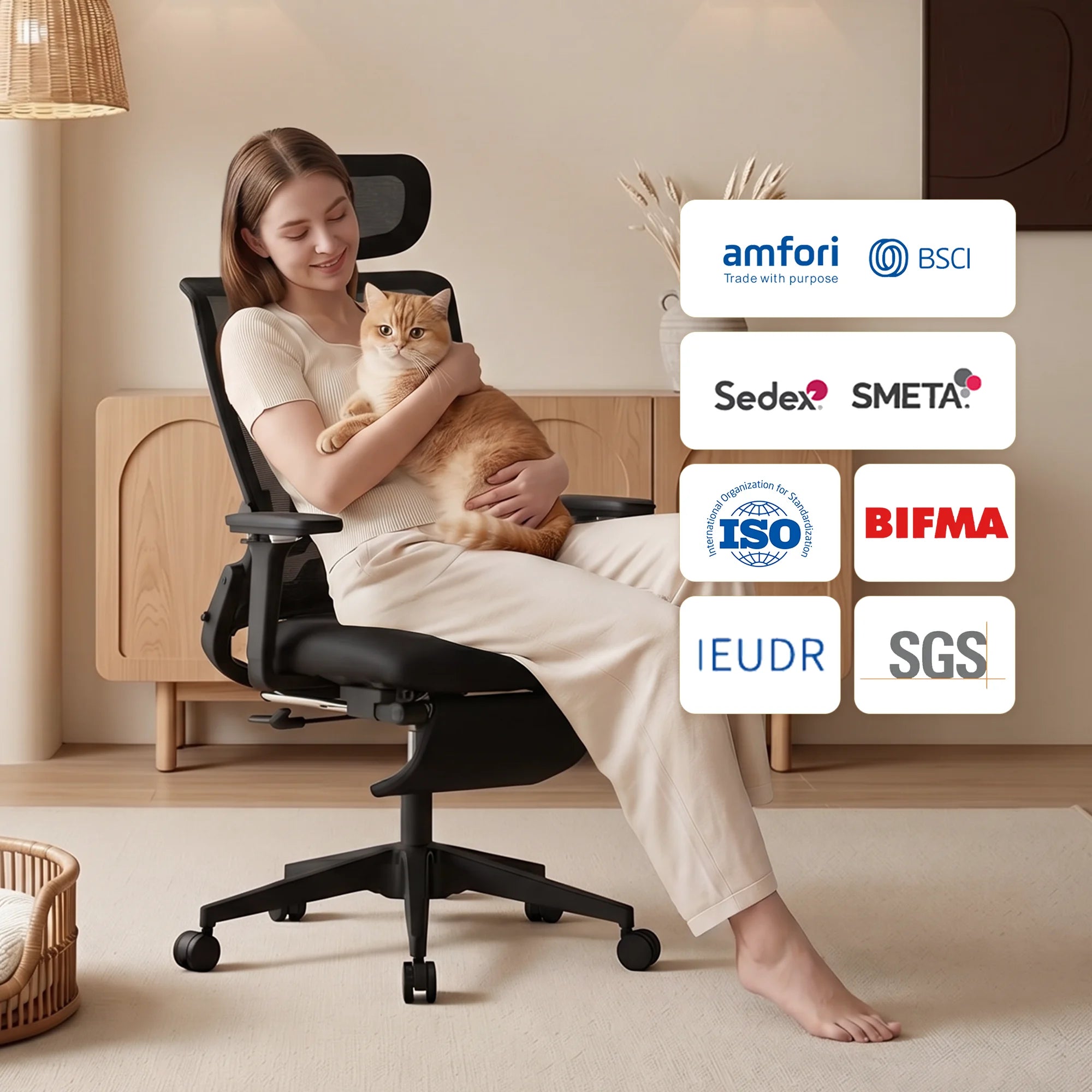 S4 Ergonomic Desk Chair with Foldable Backrest
