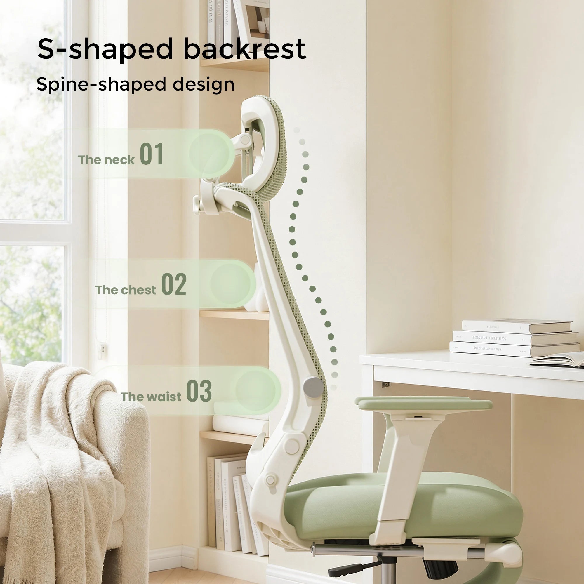 S4 Ergonomic Desk Chair with Foldable Backrest