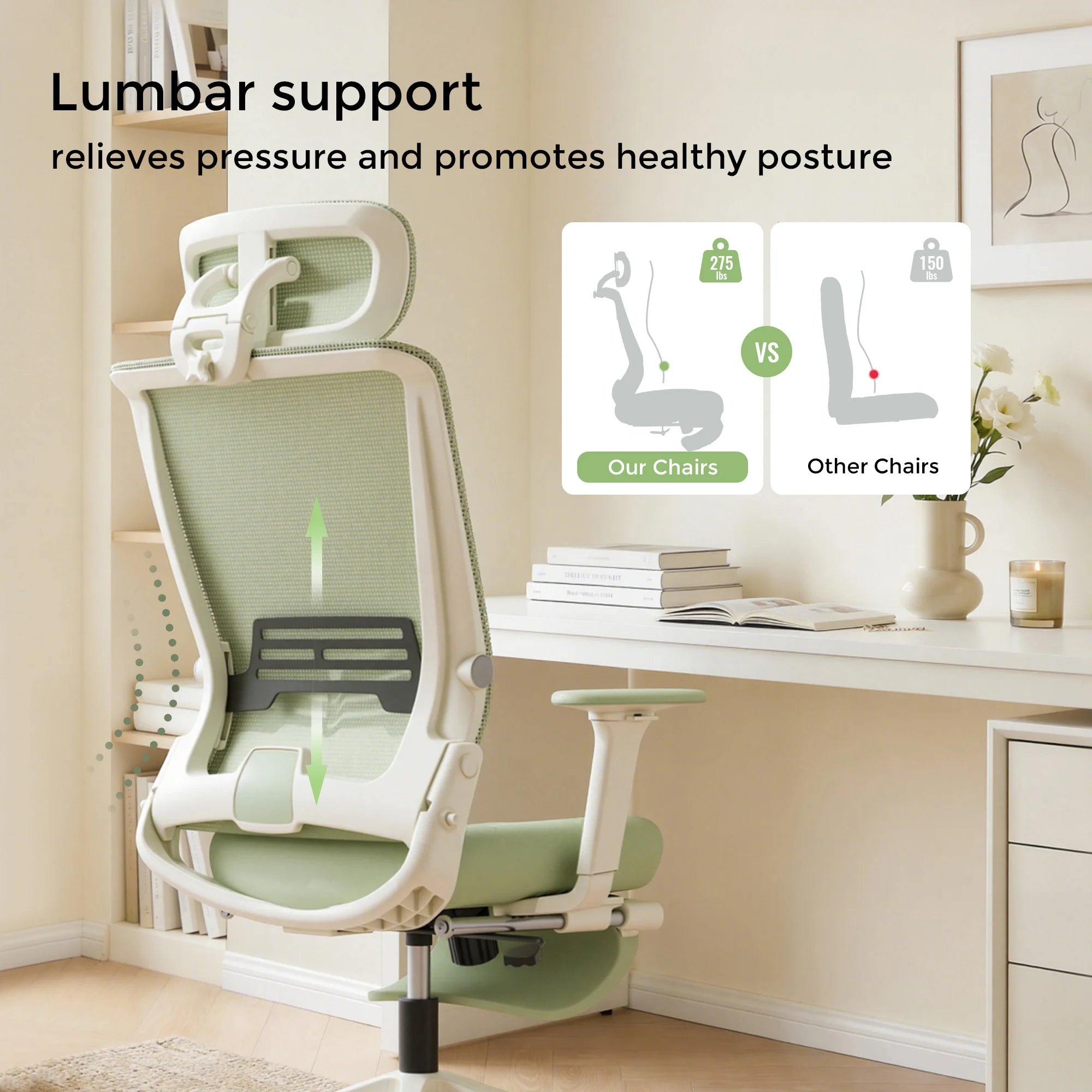 S4 Ergonomic Desk Chair with Foldable Backrest