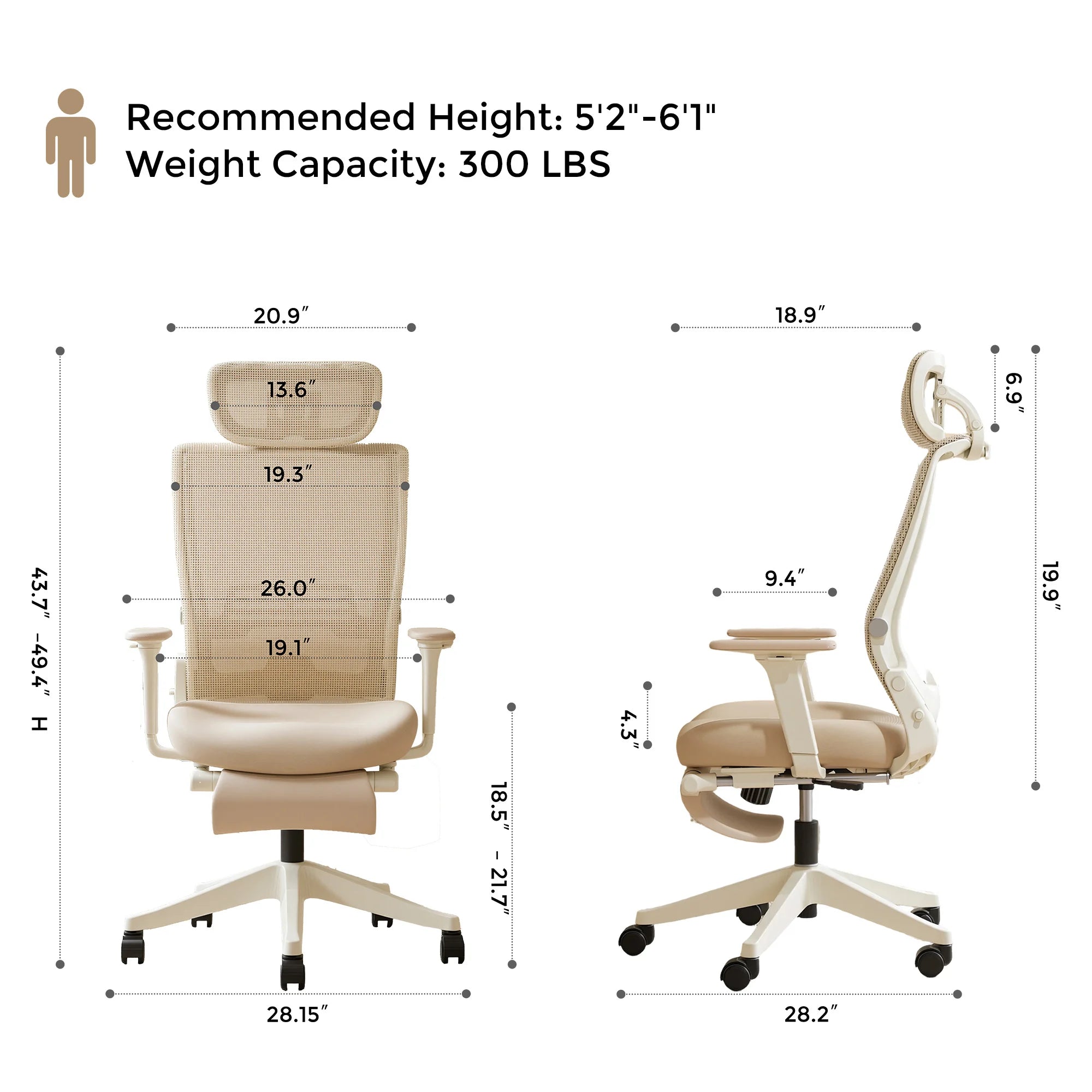 S4 Ergonomic Desk Chair with Foldable Backrest