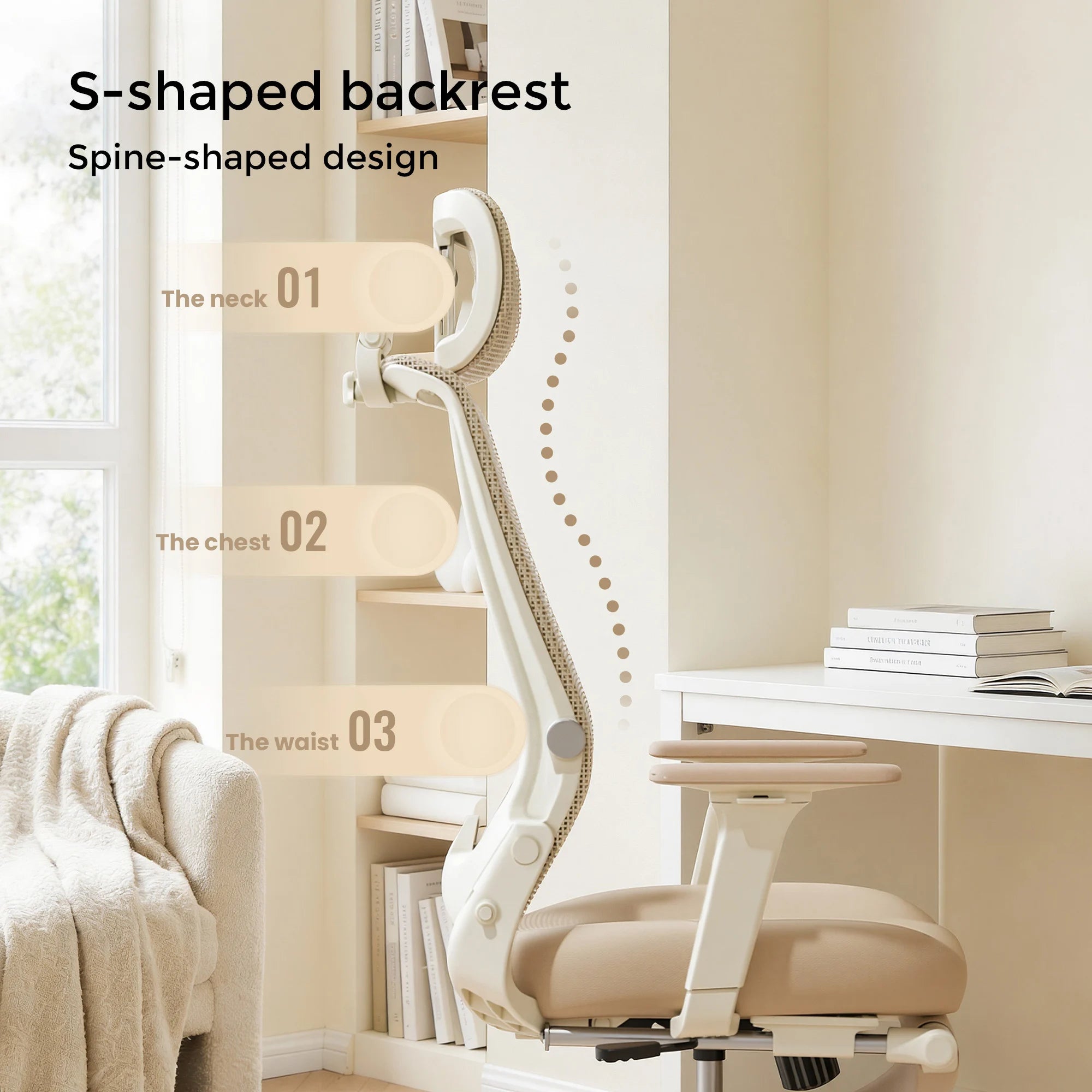 S4 Ergonomic Desk Chair with Foldable Backrest