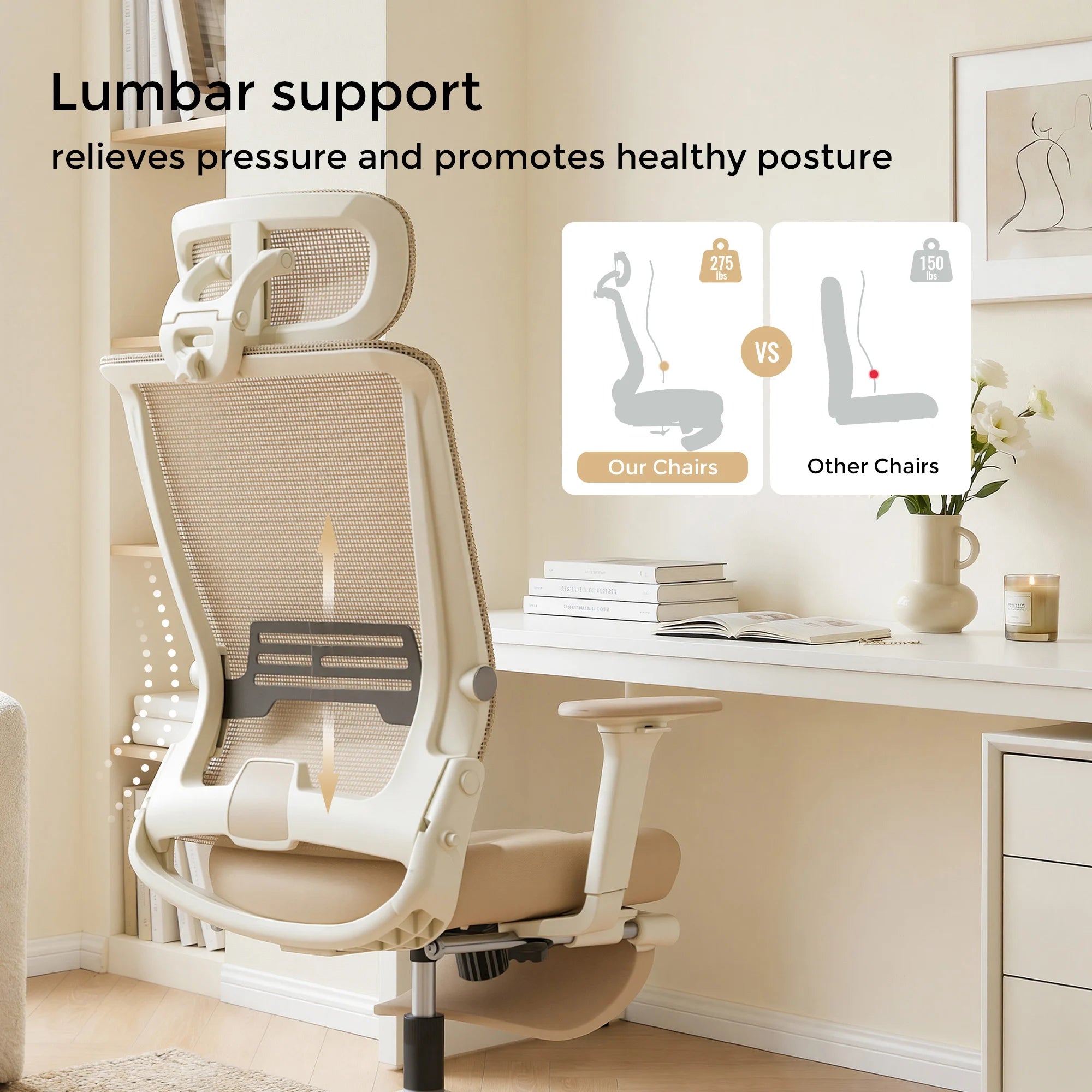 S4 Ergonomic Desk Chair with Foldable Backrest