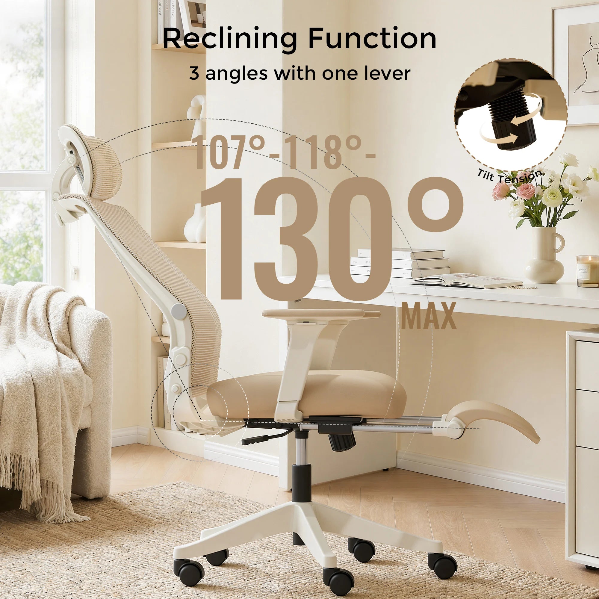 S4 Ergonomic Desk Chair with Foldable Backrest