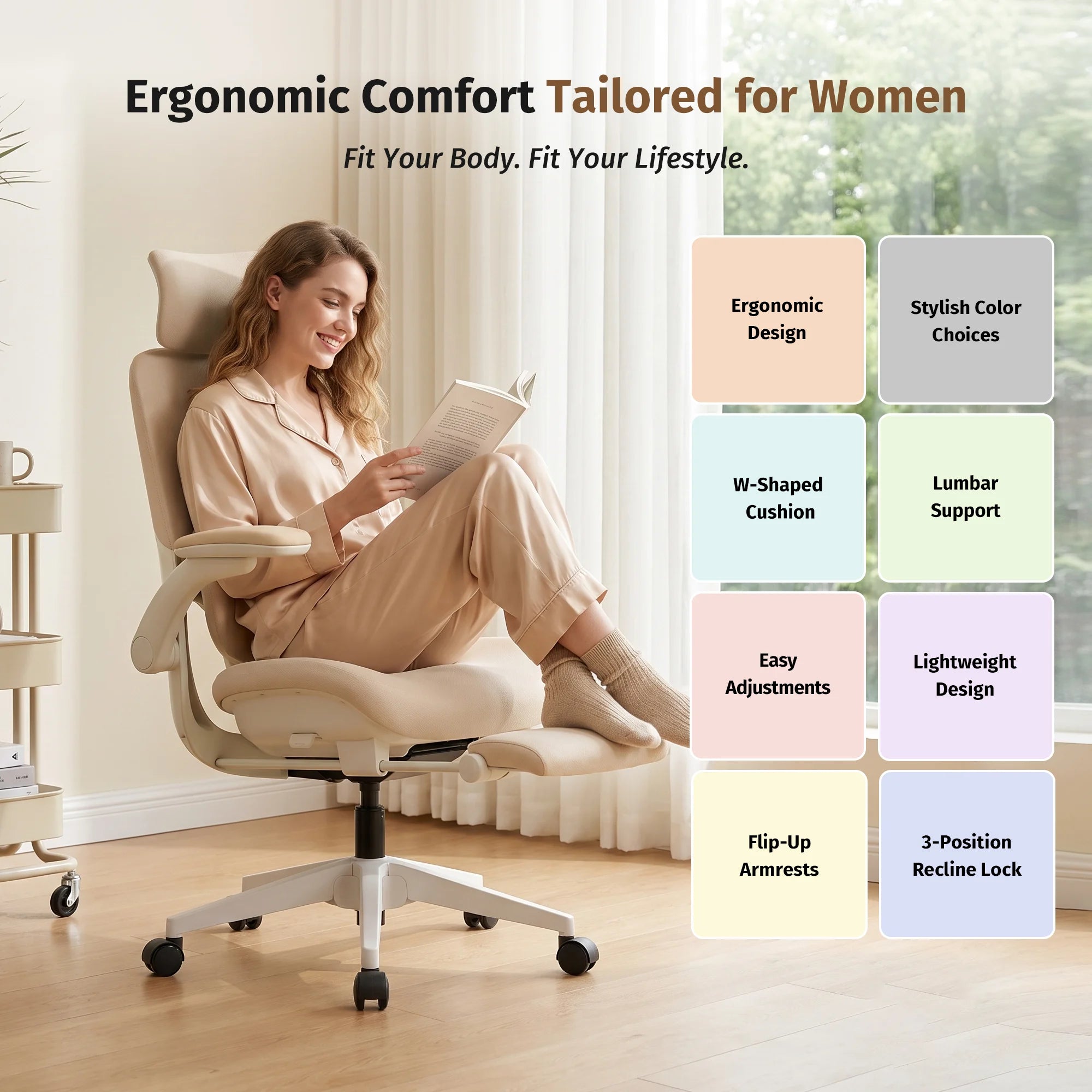 S4 Pro Ergonomic Office Chair with Flip-Up Armrests